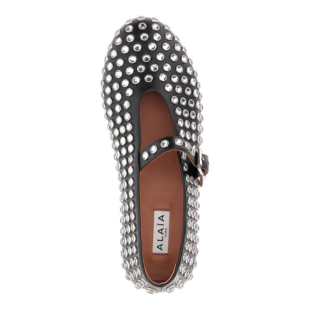 Alaia Women Strass-Embellished Leather Ballerinas ALAIA