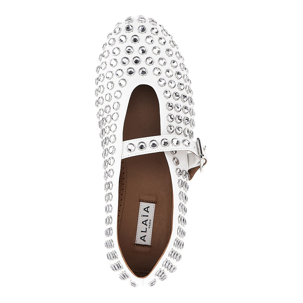 Alaia Women Strass-Embellished Leather Ballerinas ALAIA