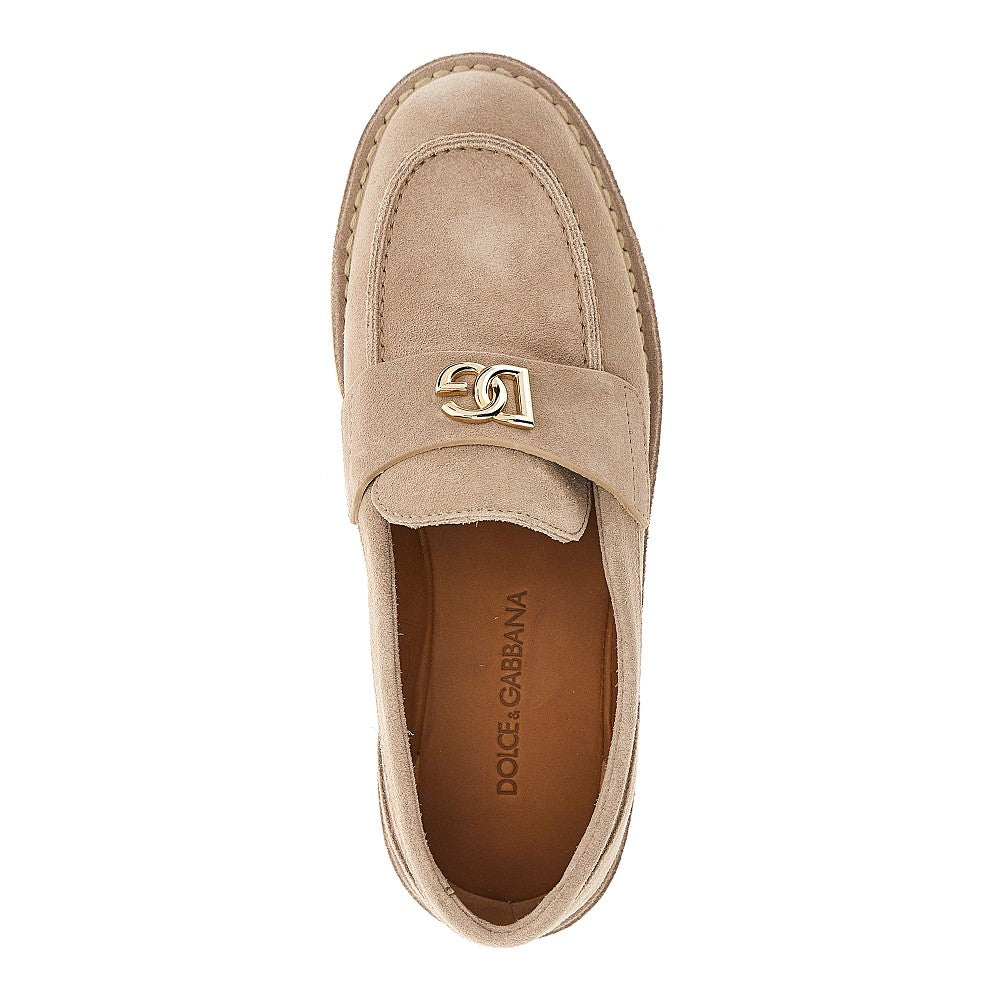 Dolce&Gabbana Women Suede Leather Loafers With Dg Logo DOLCE & GABBANA
