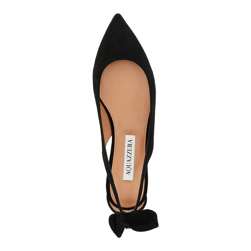 Aquazzura Women 'Bow Tie' Suede Leather Ballet Flats AQUAZZURA