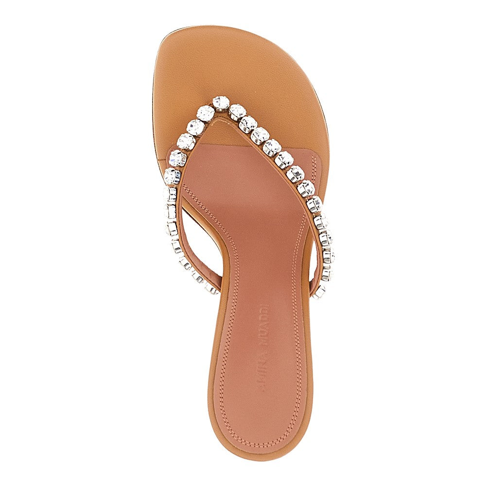 Amina Muaddi Women 'Gigi' Nappa Leather Heeled Thongs AMINA MUADDI