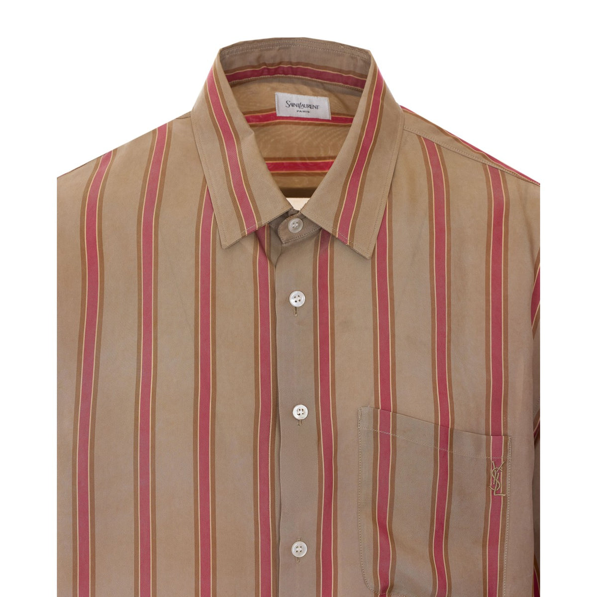 Saint Laurent Men Cassandre Striped Short Sleeves Shirt SAINT LAURENT