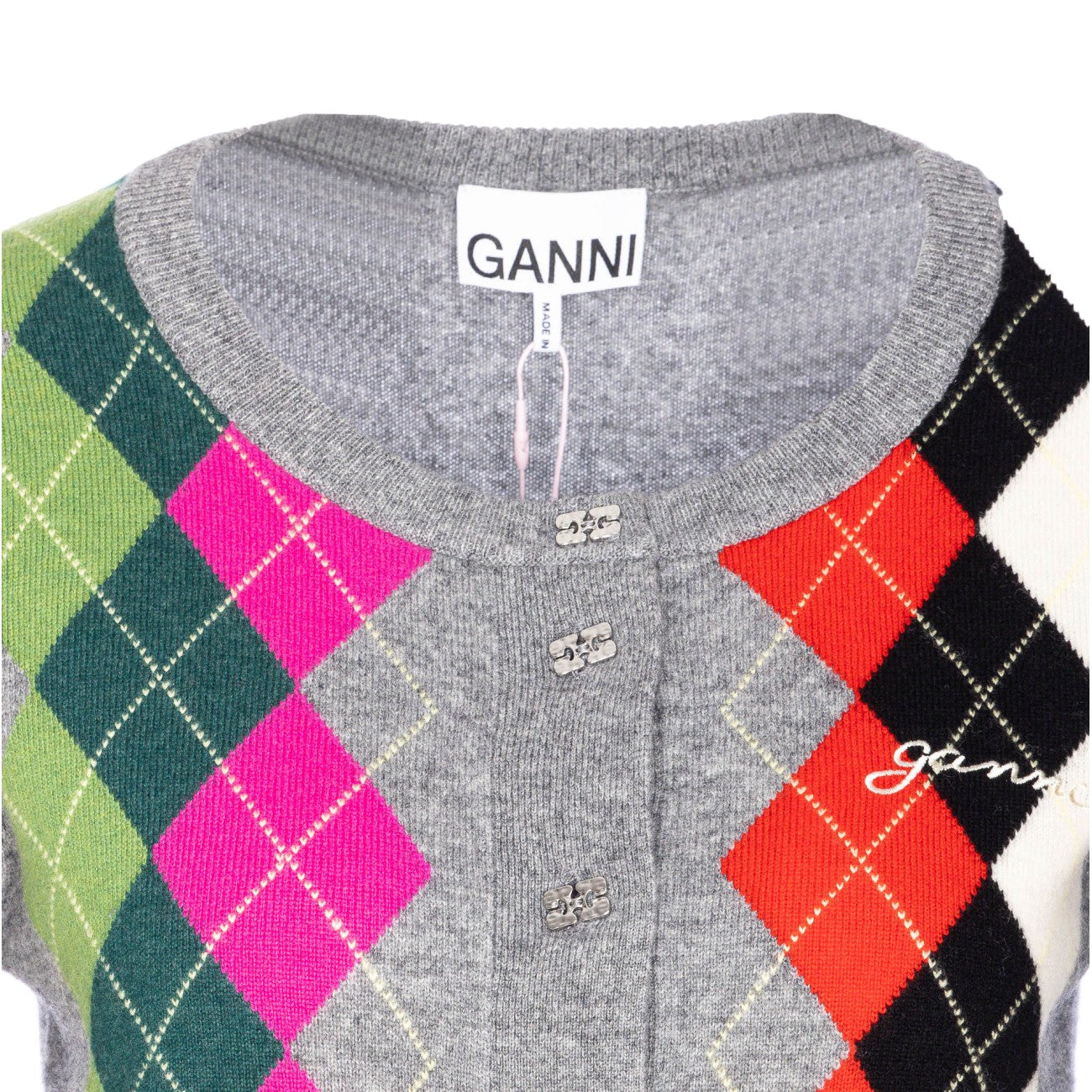 Ganni Women Check Cardigan GANNI