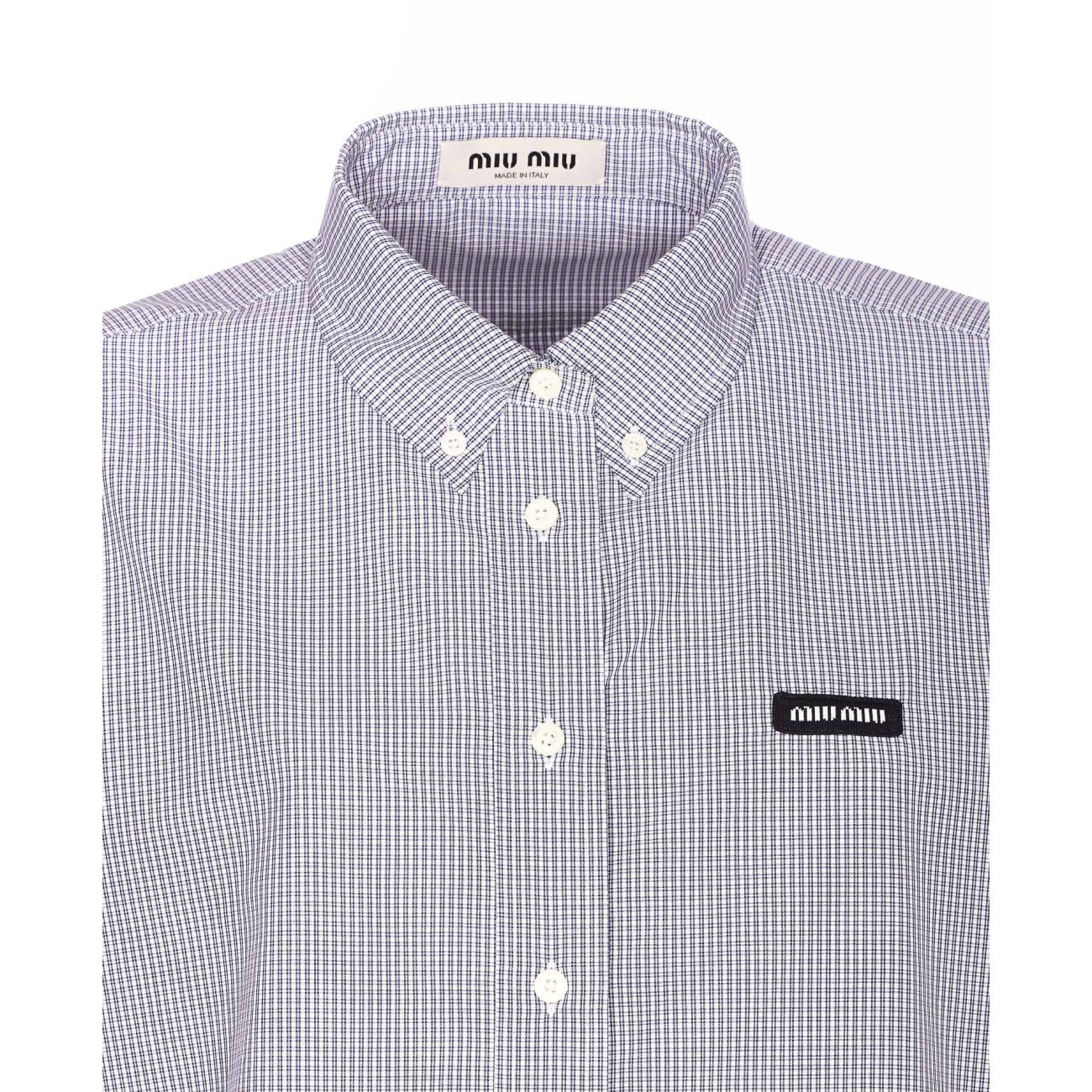 Miu Miu Women Check Motif Miu Miu Logo Shirt MIU MIU