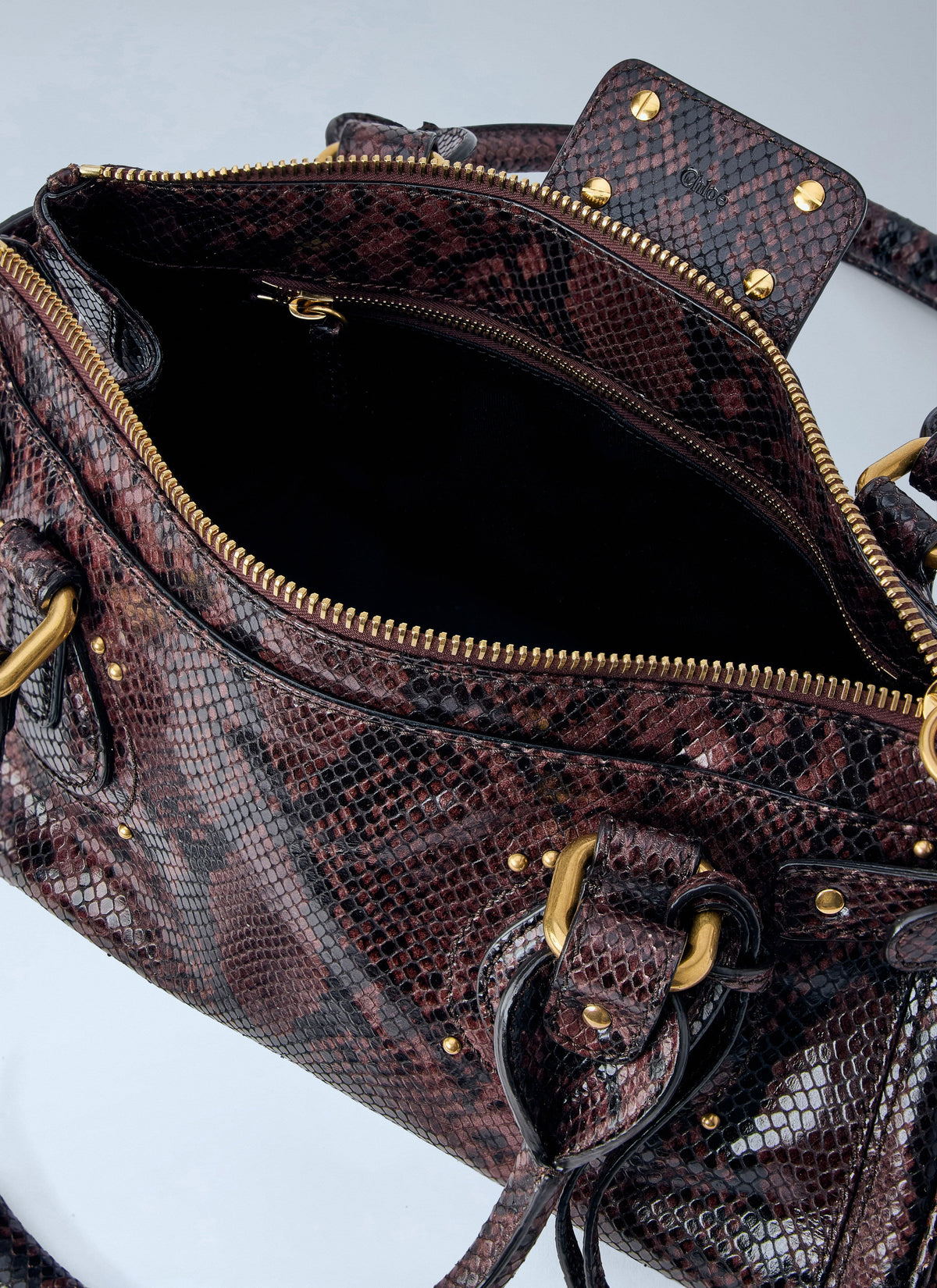 Chloé Women Paddington Embossed Python Effect Shoulder Bag CHLOE