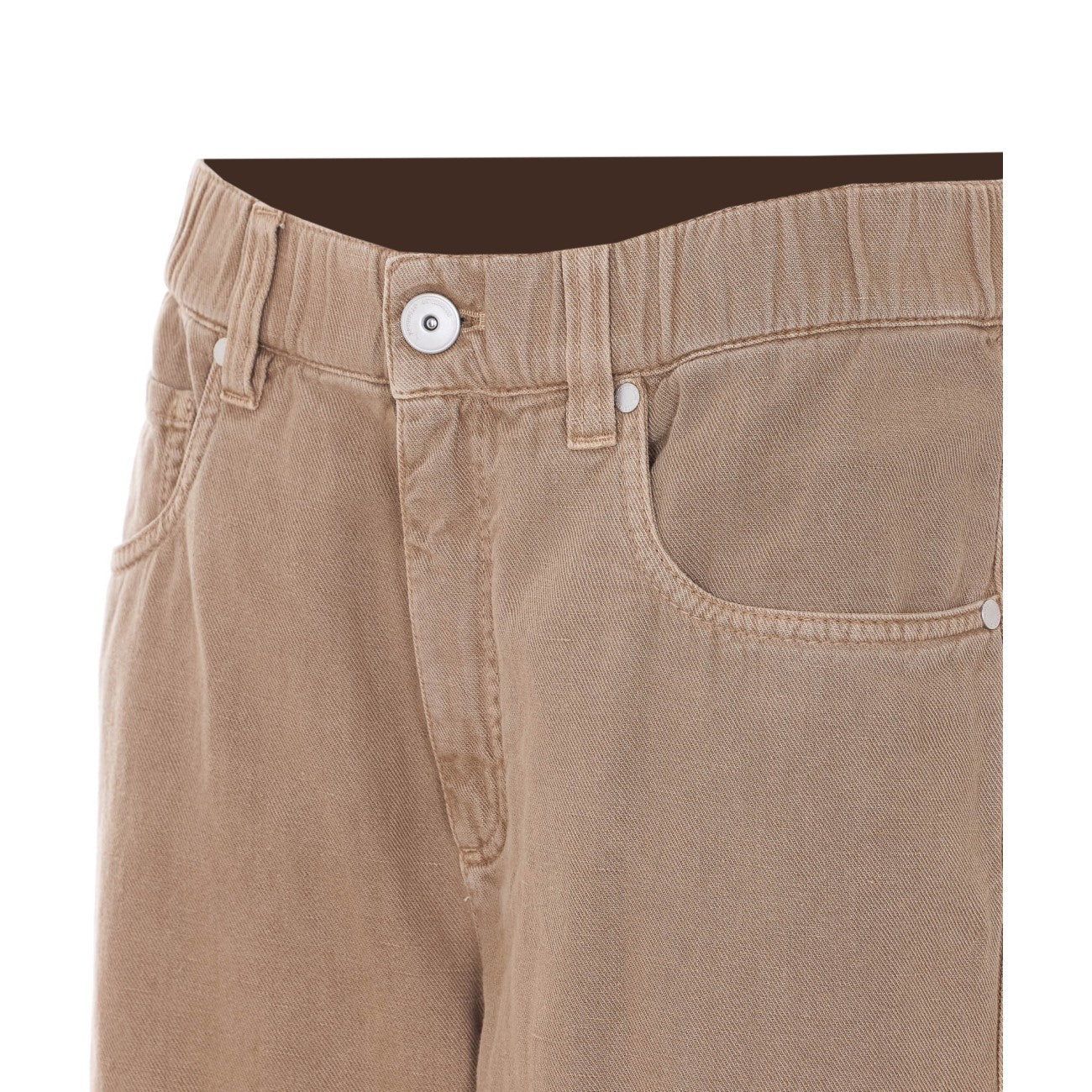 Brunello Cucinelli Women Contemporary Trousers In A Garment-Dyed Cotton And Linen Cover With Jewelry BRUNELLO CUCINELLI