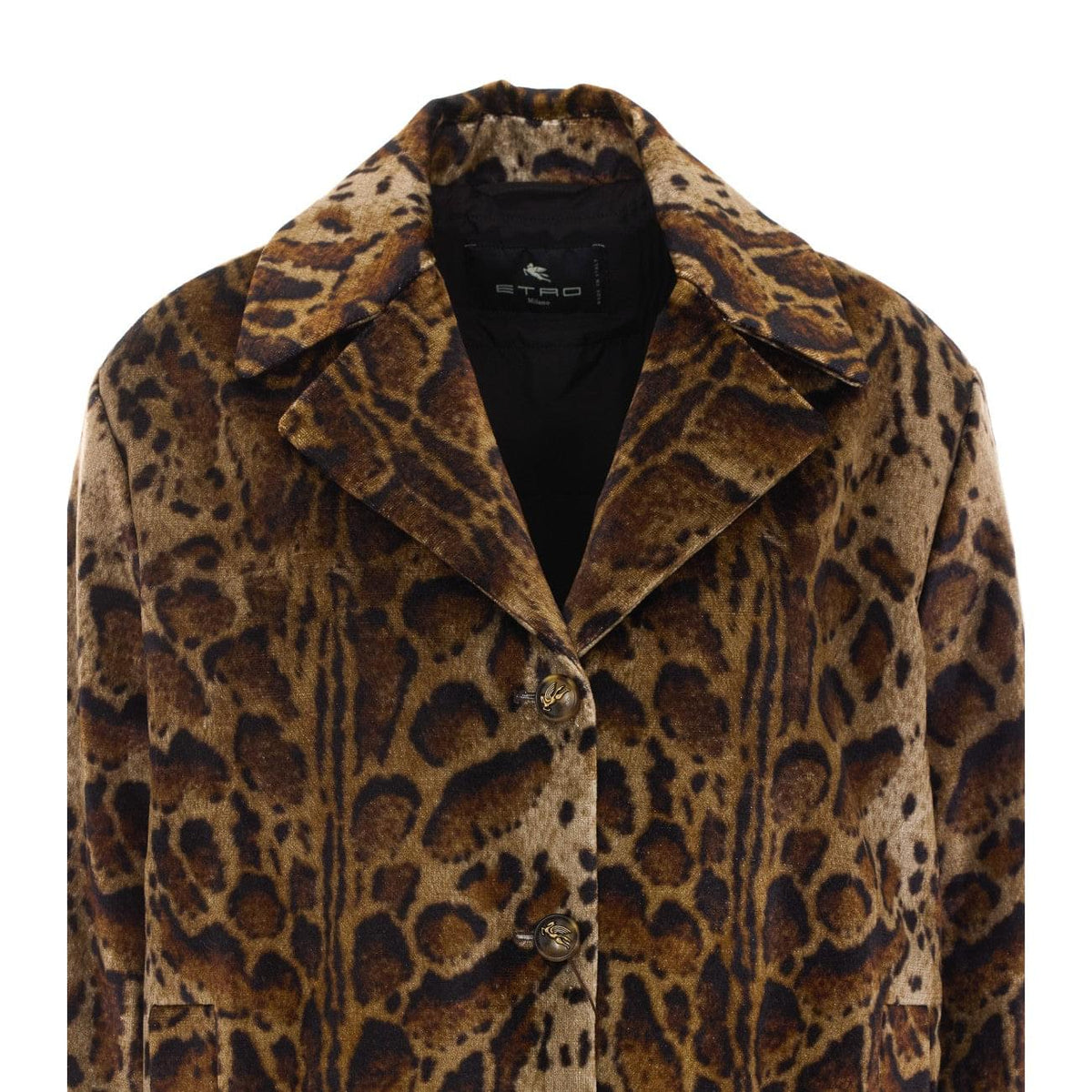 Etro Women Cropped Velvet Coat With Leopard Motif ETRO
