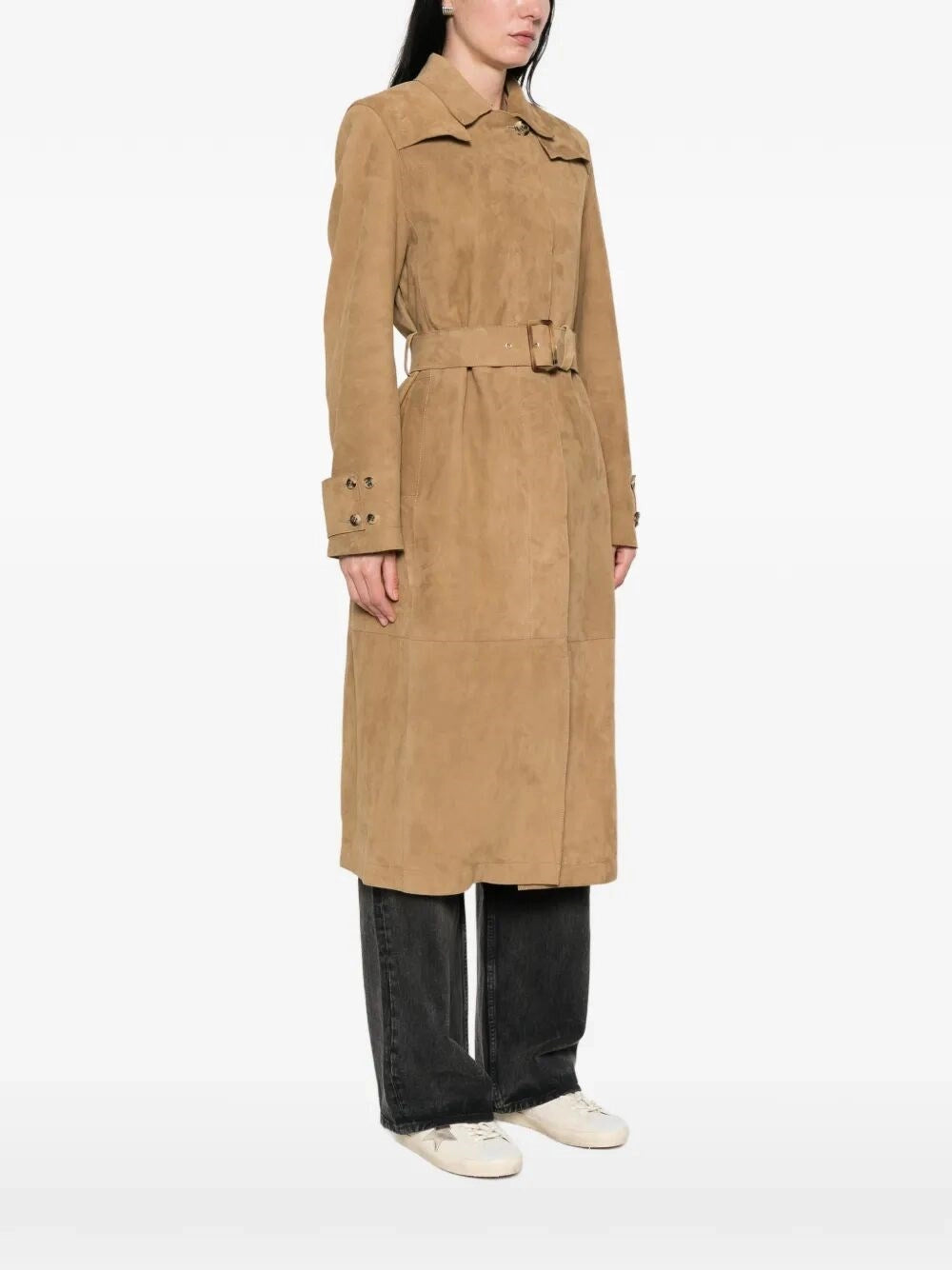 Golden Goose Women `Journey` Leather Trench Coat With Belt GOLDEN GOOSE