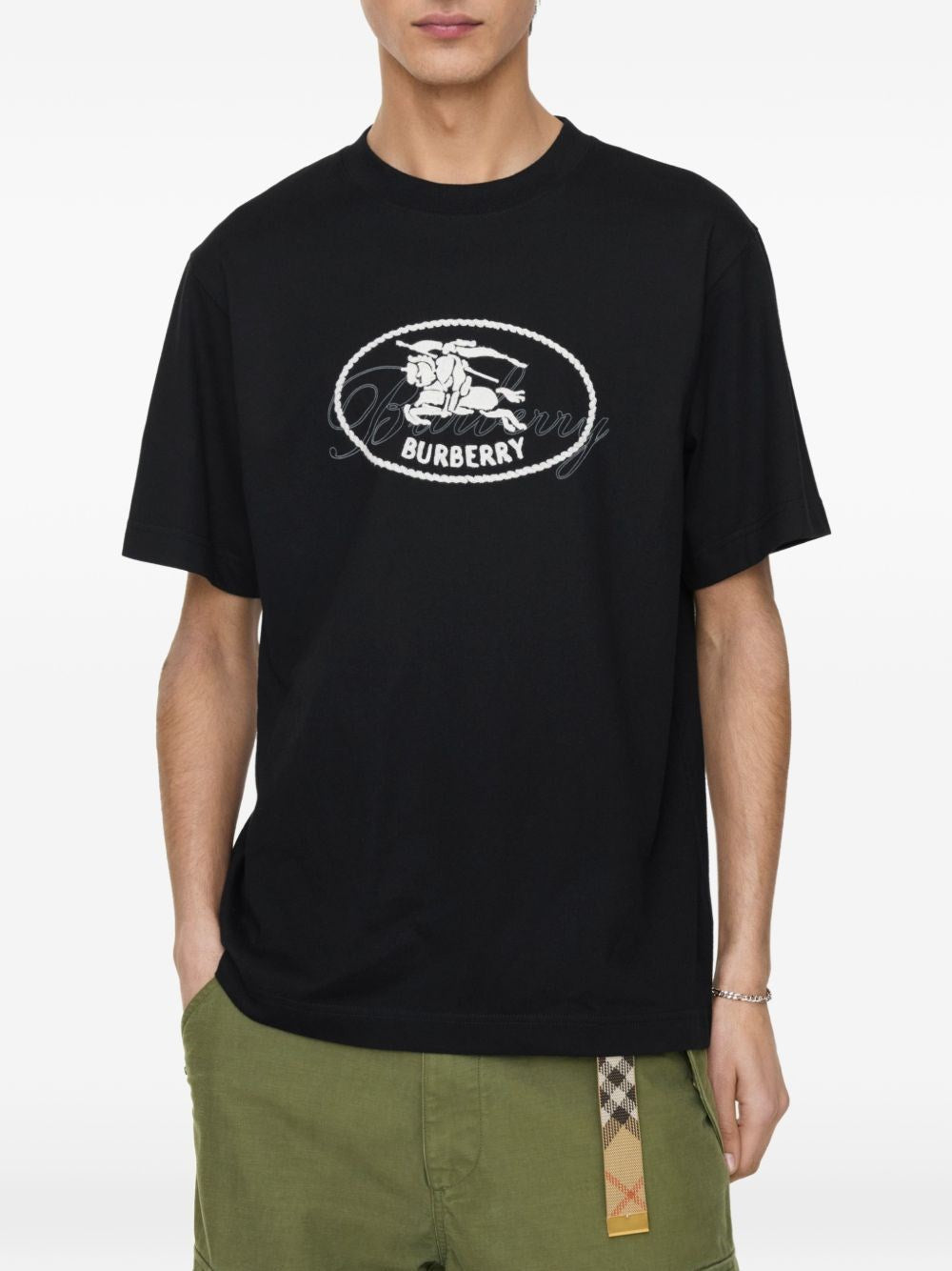 Burberry Men Cotton T-Shirt With Knight Stamp BURBERRY