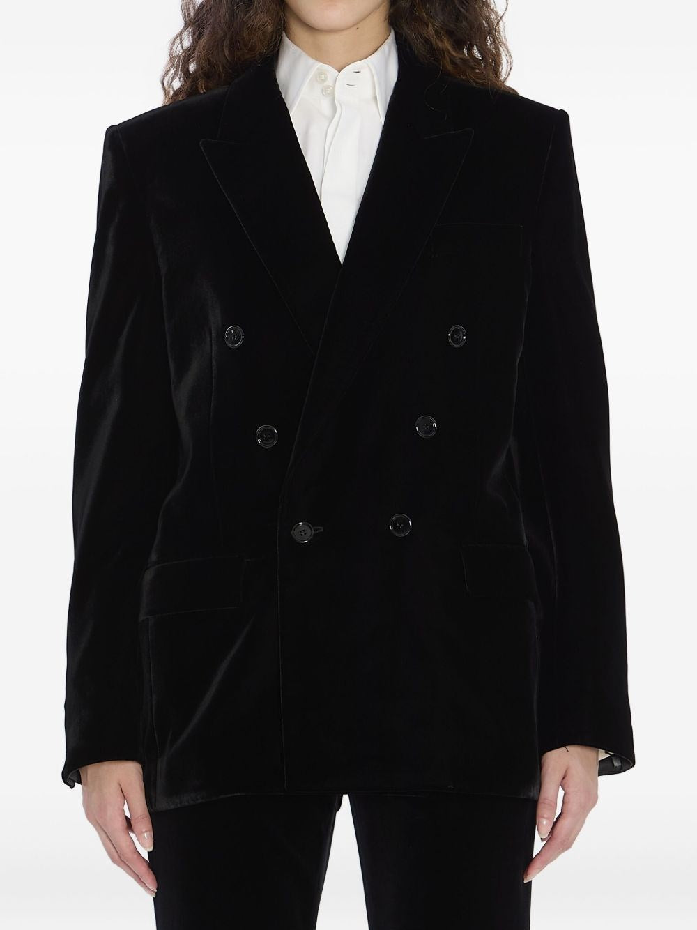 Saint Laurent Women Cassandre Double-Breasted Jacket SAINT LAURENT