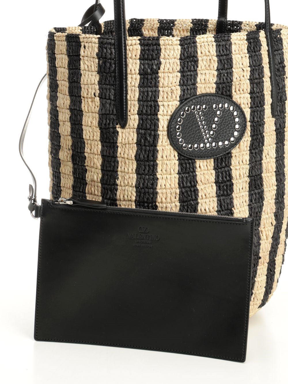 Valentino Garavani Women Bucket Bag | Vlogo Signature | Crochet Rafia Stripes/Vac.Liscia/Vit.St. VALENTINO GARAVANI