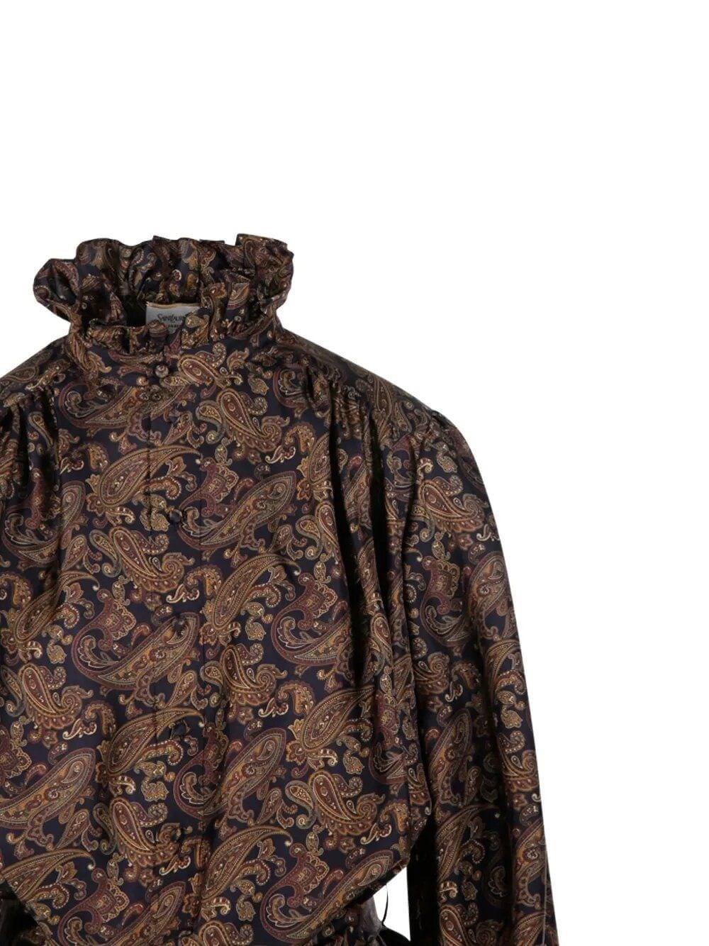 Saint Laurent Women Paisley Pattern Silk Twill Dress SAINT LAURENT