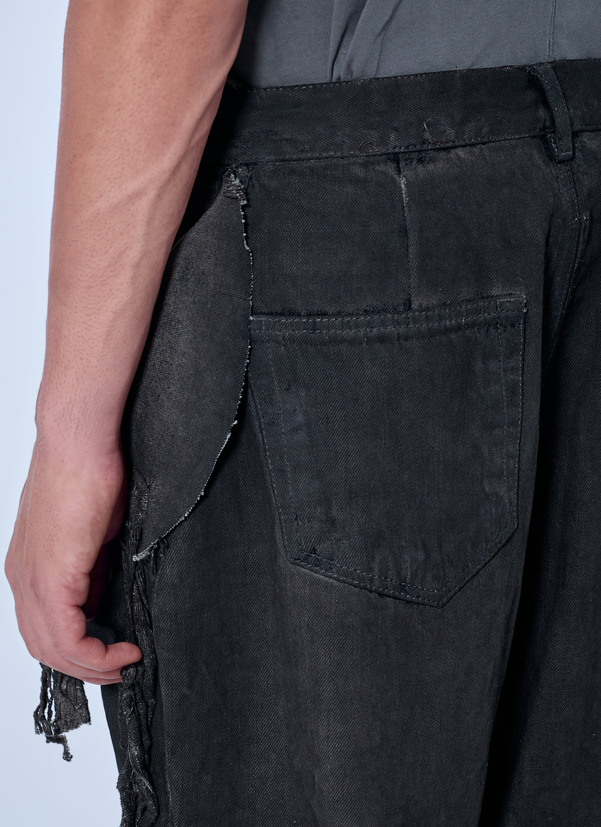 Rick Owens Drkshdw Men Shredded Denim Slivered Bootcut Jeans RICK OWENS
