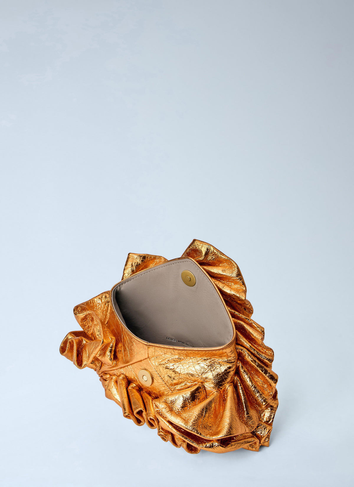 Dries Van Noten Women Ruffled Crinkled Leather Clutch Bag DRIES VAN NOTEN