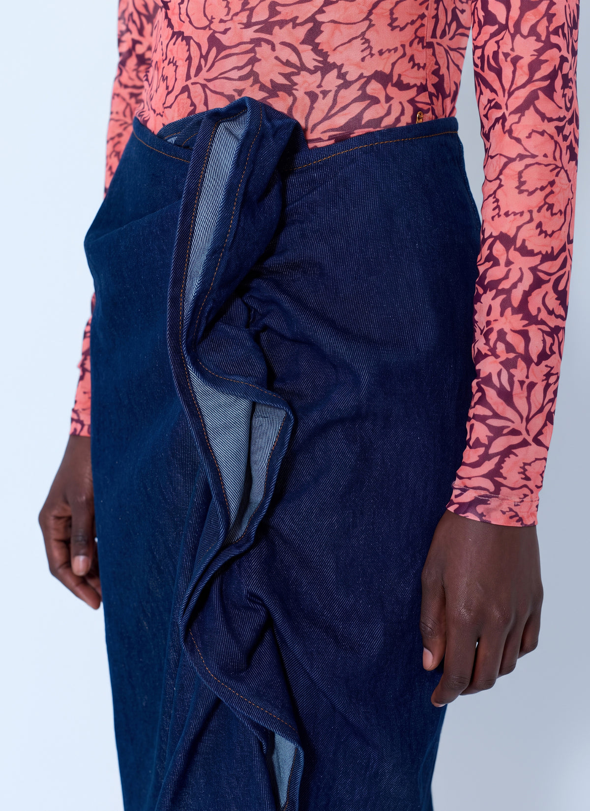 Dries Van Noten Women Sinas Ruffle Denim Midi Skirt DRIES VAN NOTEN