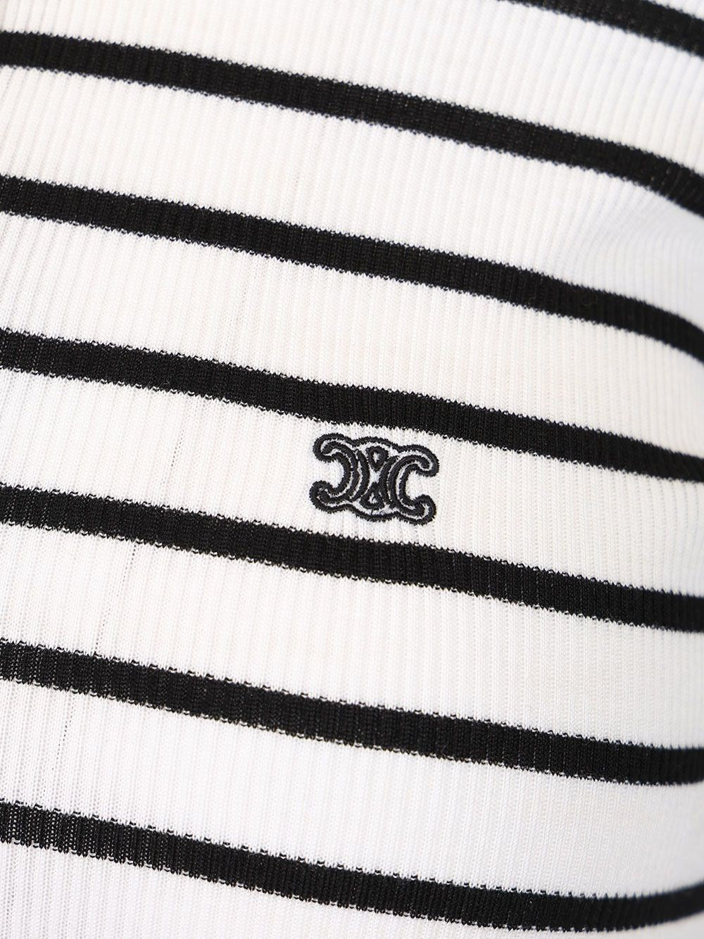 Celine Women Striped Silk Jersey Polo Shirt CELINE