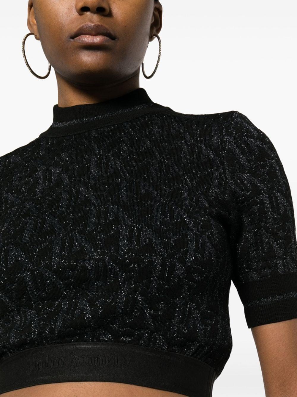 Palm Angels Women Lurex Knit Top With Monogram PALM ANGELS