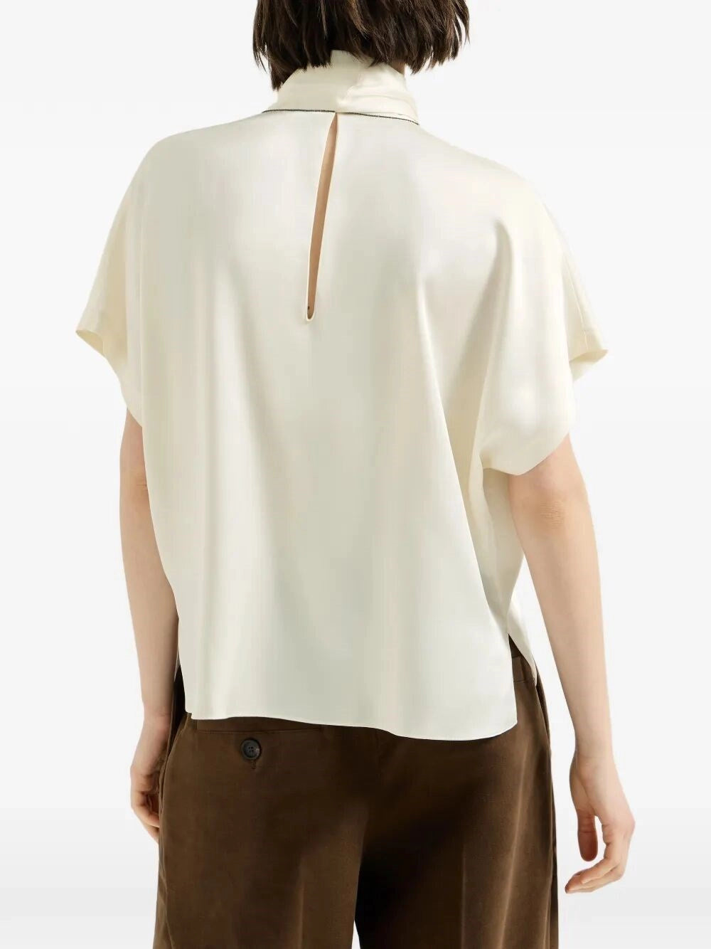 Brunello Cucinelli Women Mock Neck T-Shirt With Monili BRUNELLO CUCINELLI