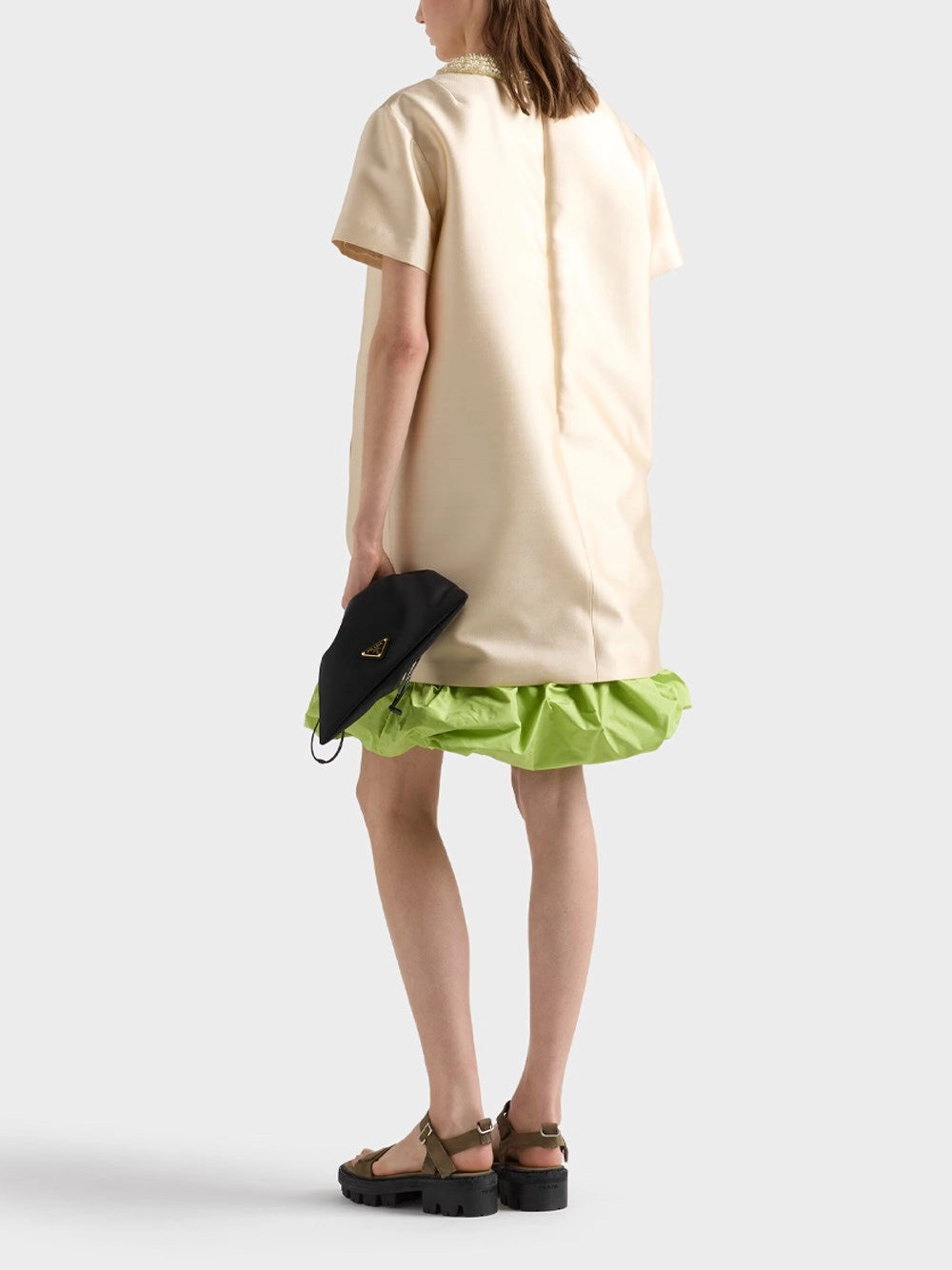 Prada Women Long Embroidered Sablé Dress PRADA