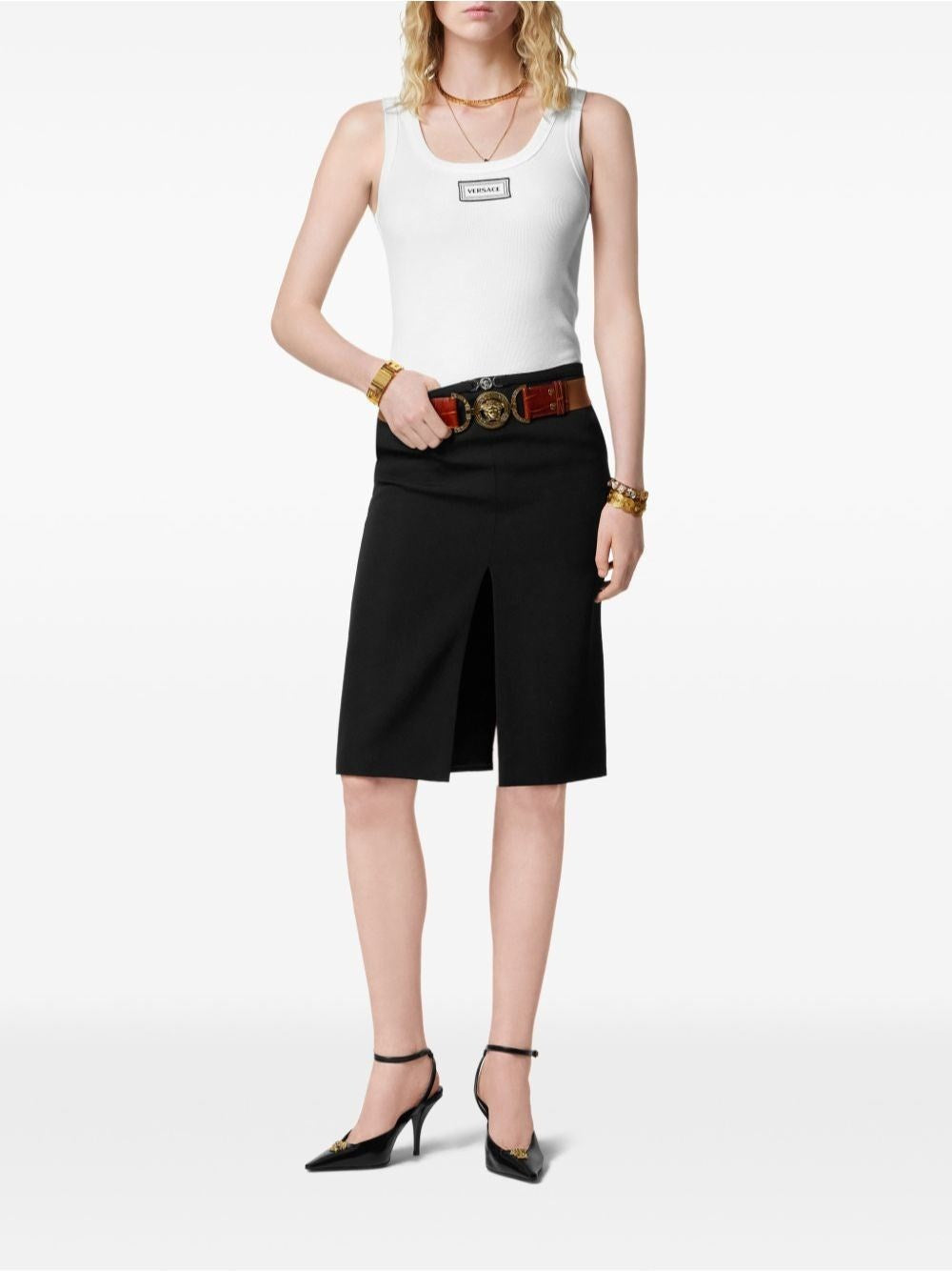 Versace Women Midi Skirt In Double Wool Crêpe VERSACE