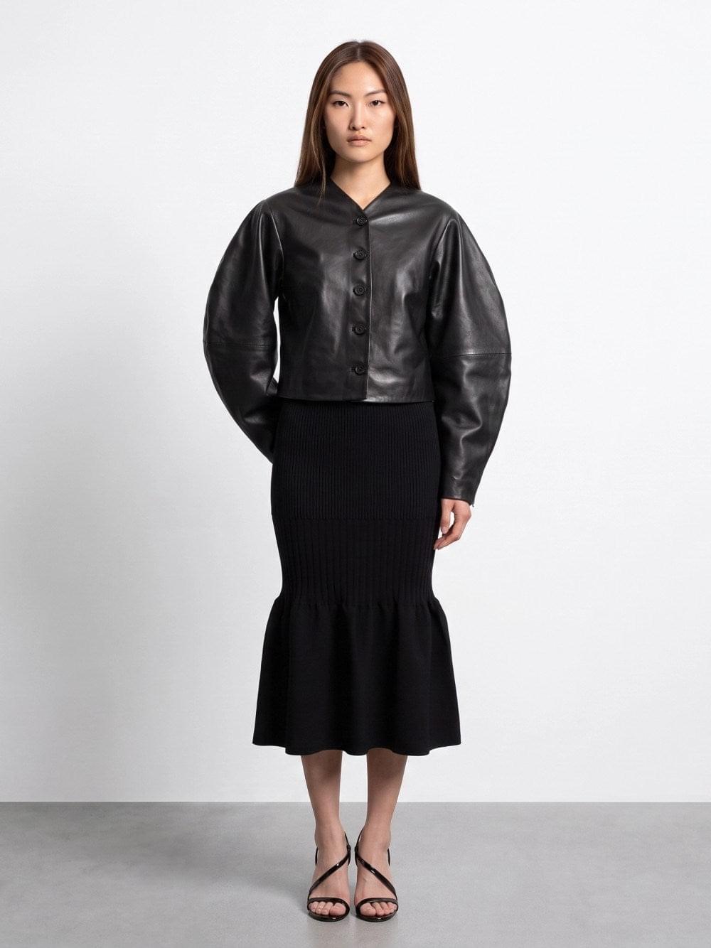 Rotate Women Fitted Black Leather Jacket ROTATE