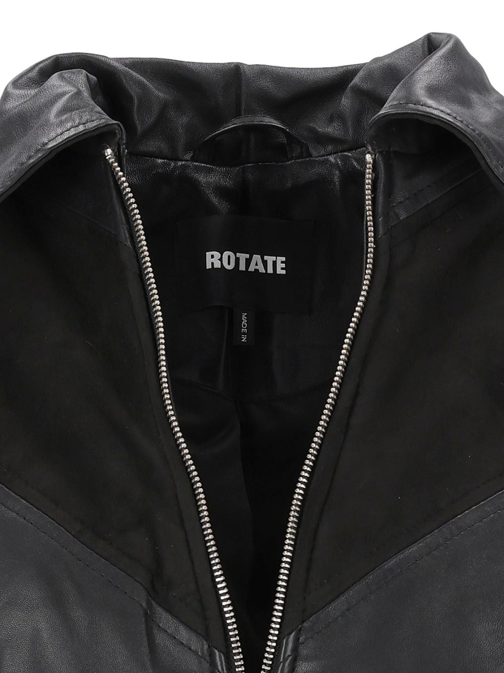 Rotate Women Cropped Leather Bomber Jacket ROTATE