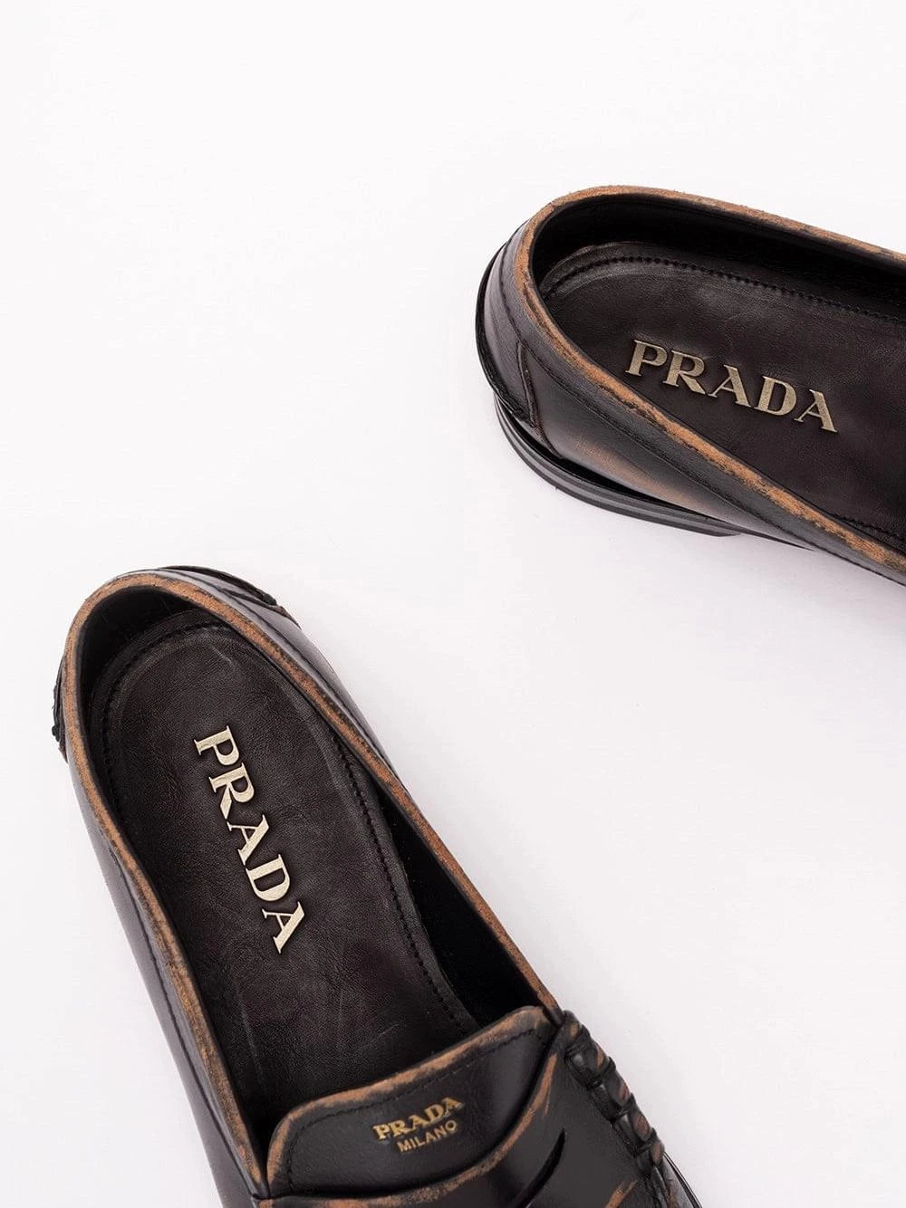 Prada Men Antiqued Leather Loafers PRADA