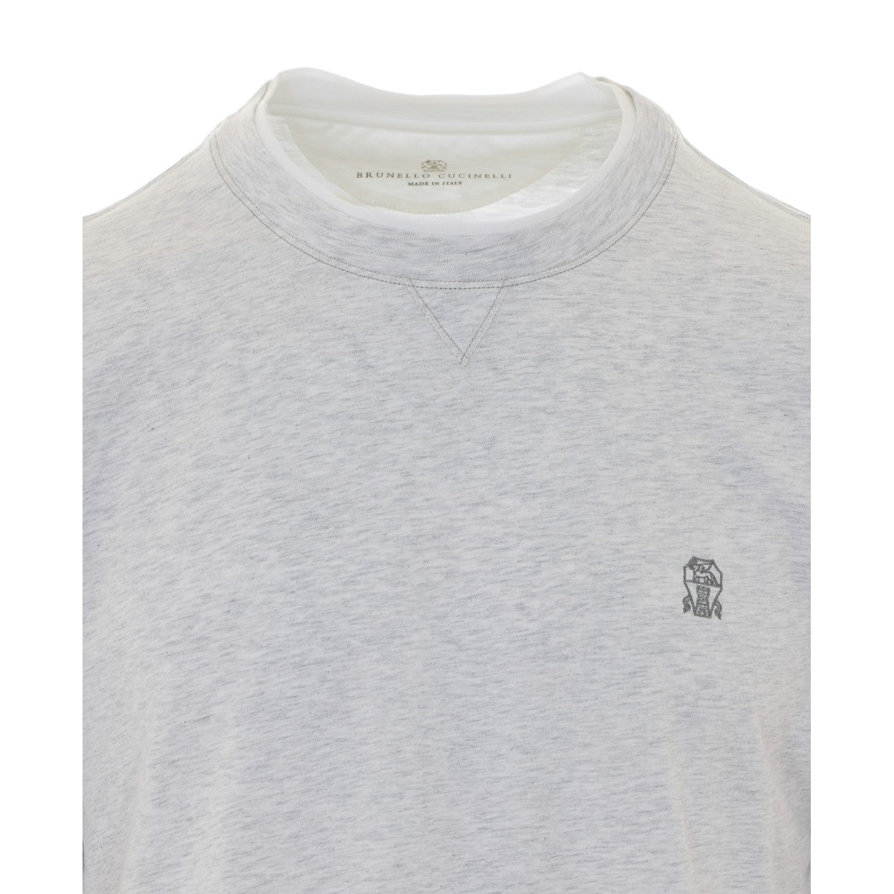Brunello Cucinelli Men Faux Layering And Logo T-Shirt BRUNELLO CUCINELLI