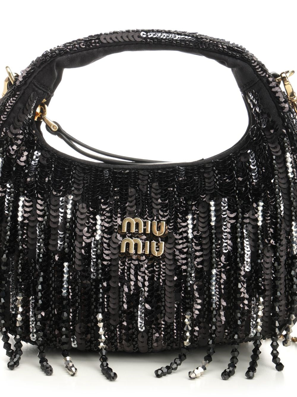 Miu Miu Women "Wander" Mini Satin Bag With Crystal And Sequin Fringes MIU MIU