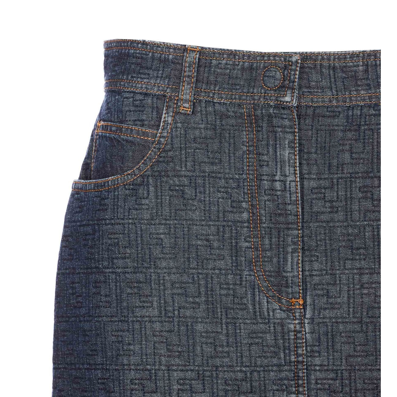 Fendi Women Ff Logo Denim Skirt FENDI