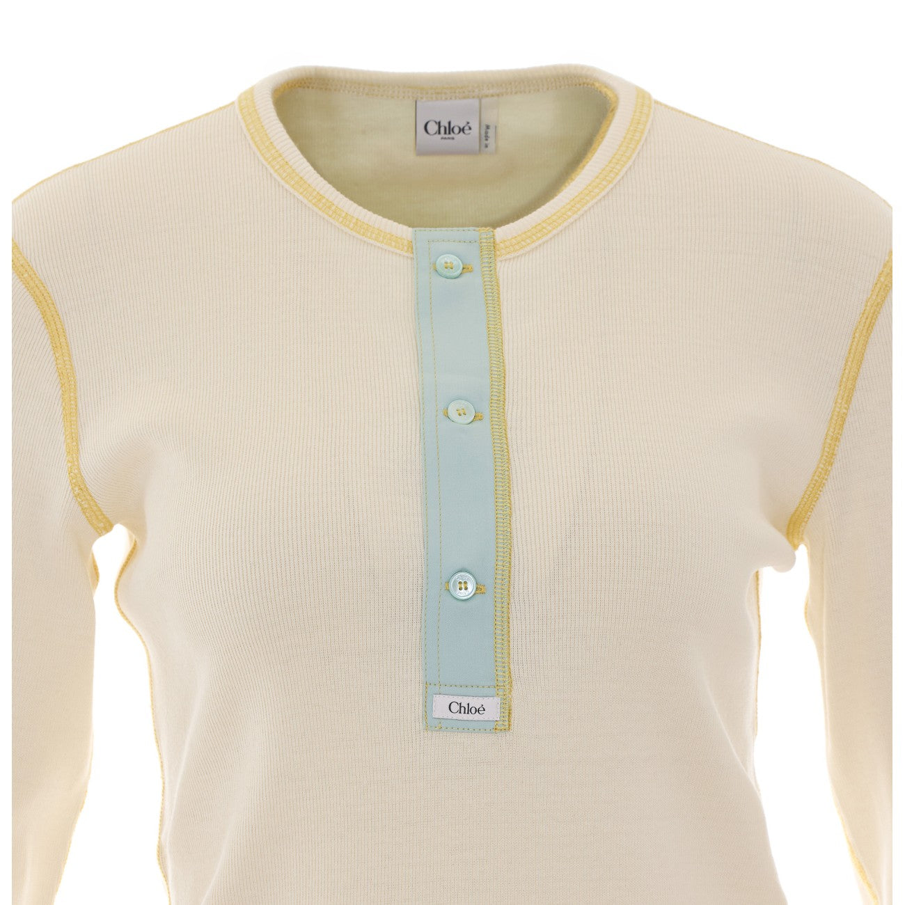 Chloe' Women Fitted Henley Shirt In Cotton Jersey