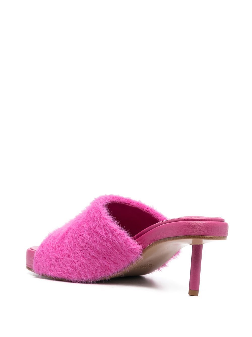 Jacquemus Women Textured-Finish Open-Toe Mules From Jacquemus Featuring Pink, Textured Finish, Open Toe And Stiletto Heel. JACQUEMUS