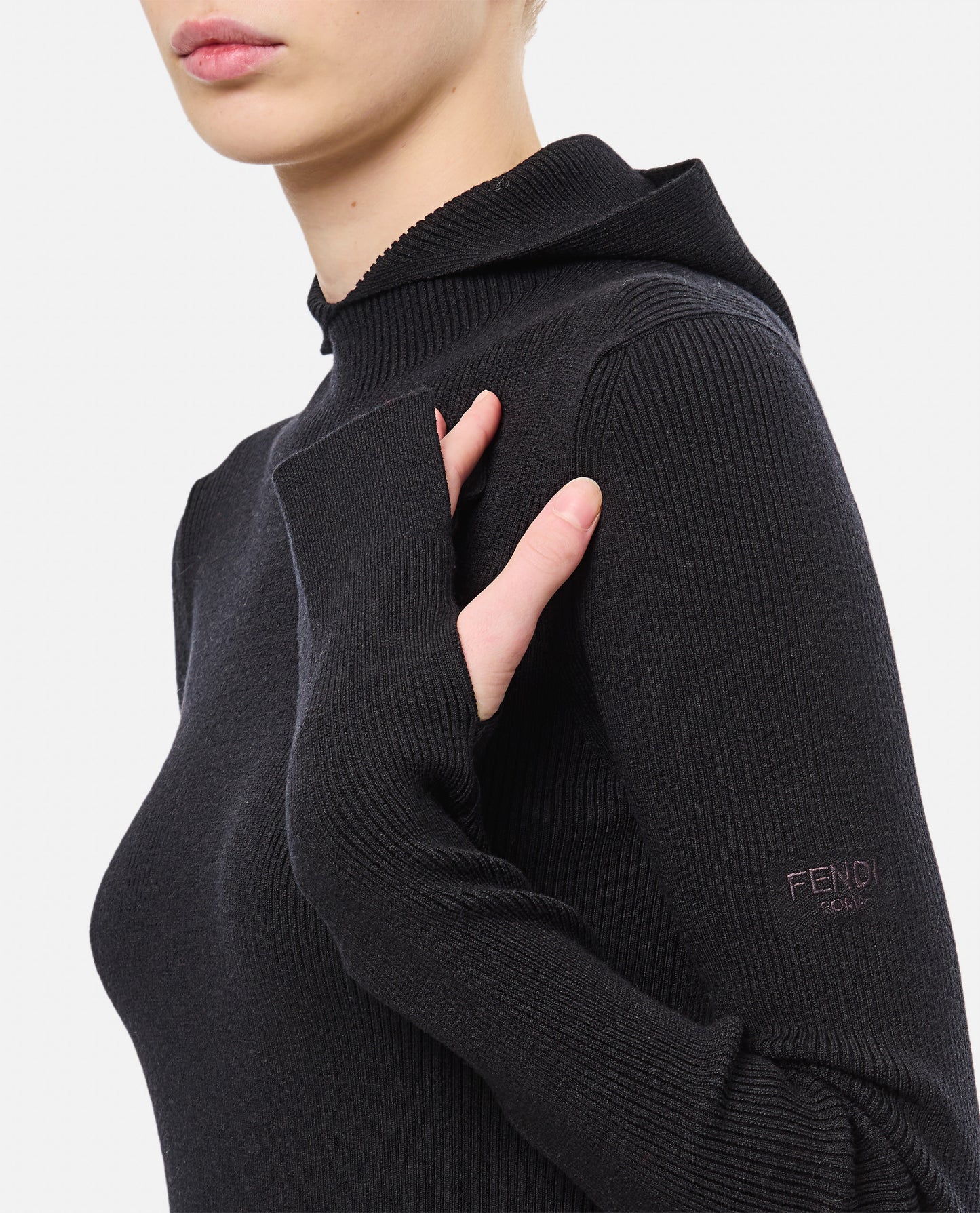Fendi Women Wool Silk Ribs Mini Dress FENDI