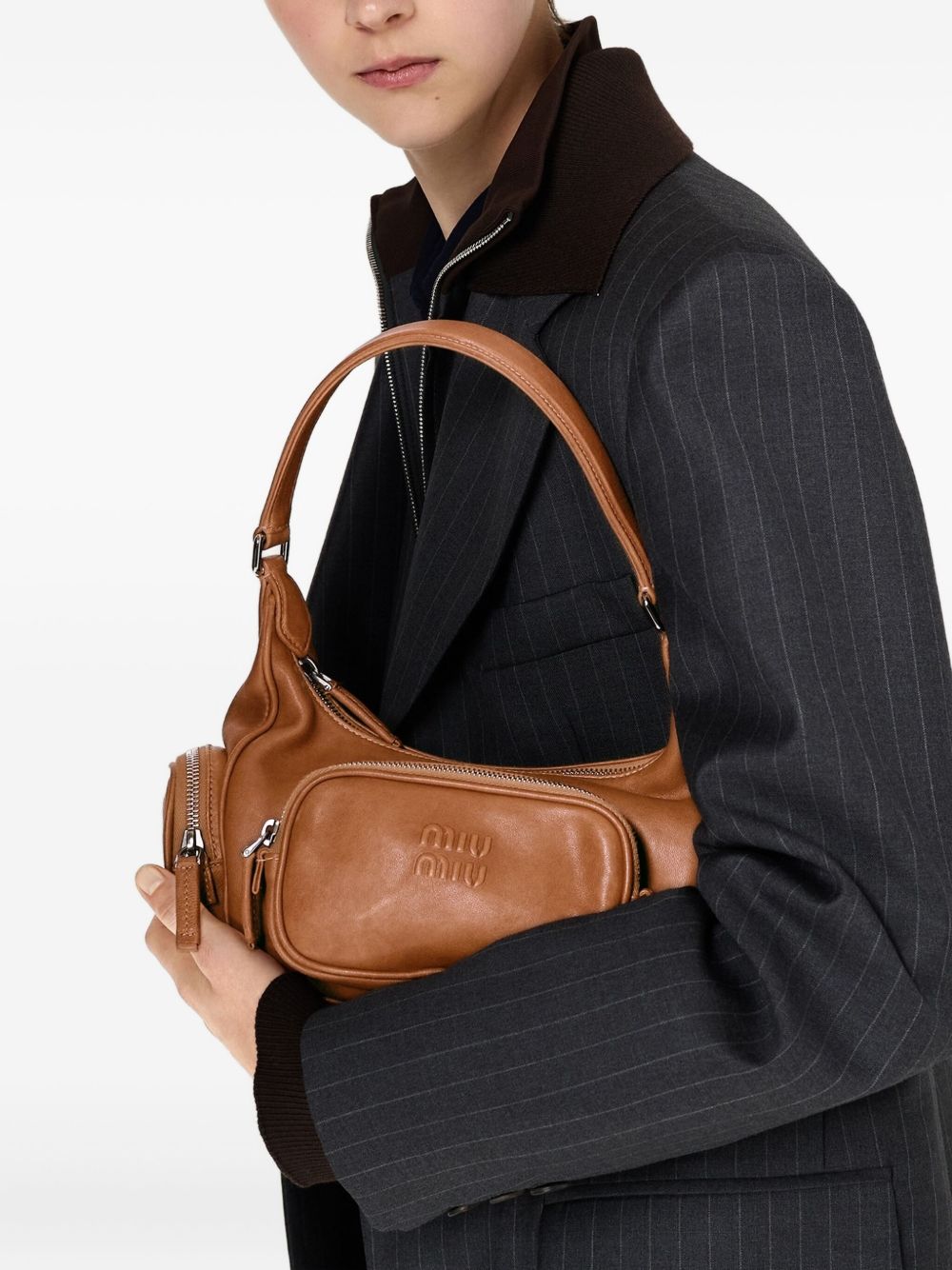Miu Miu Women Pocket Leather Shoulder Bag MIU MIU