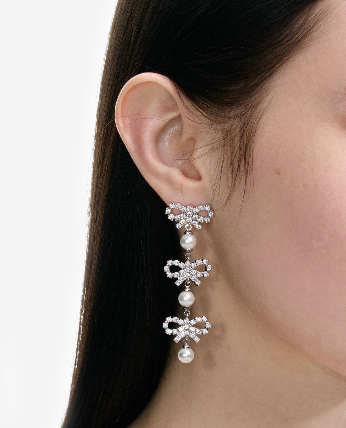Self-Portrait Women Micro Bow Pearl Tiered Earrings SELF-PORTRAIT