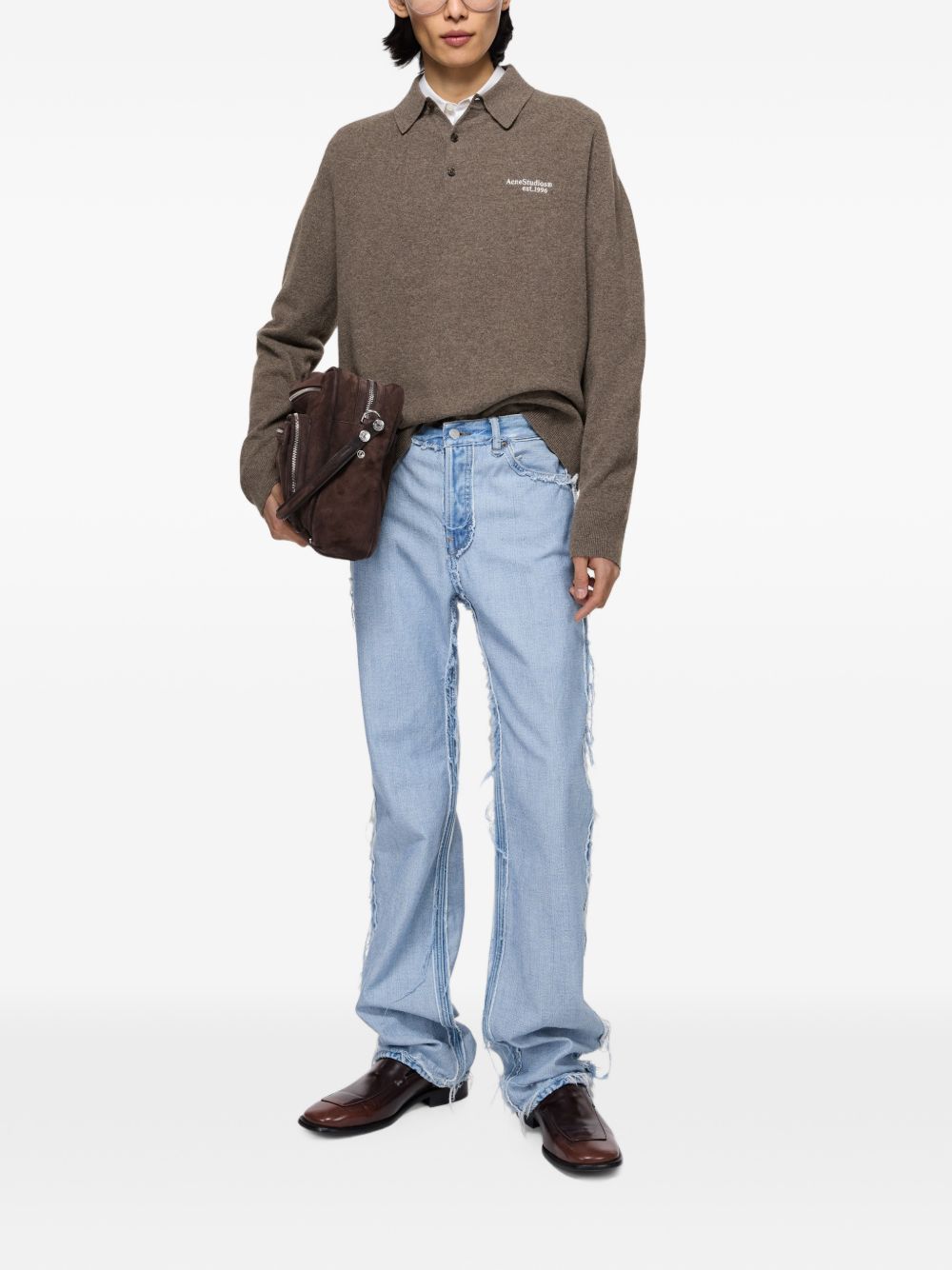 Acne Studios Men Logo Wool Polo Shirt ACNE STUDIOS