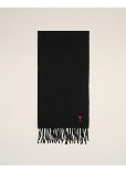 Ami Paris Men Wool Scarf With Red Ami De Coeur AMI PARIS