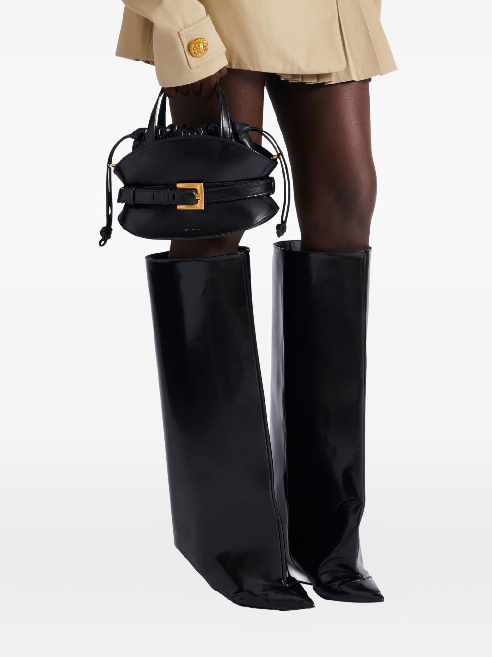 Balmain Women Shuffle Mini Leather Shoulder Bag
