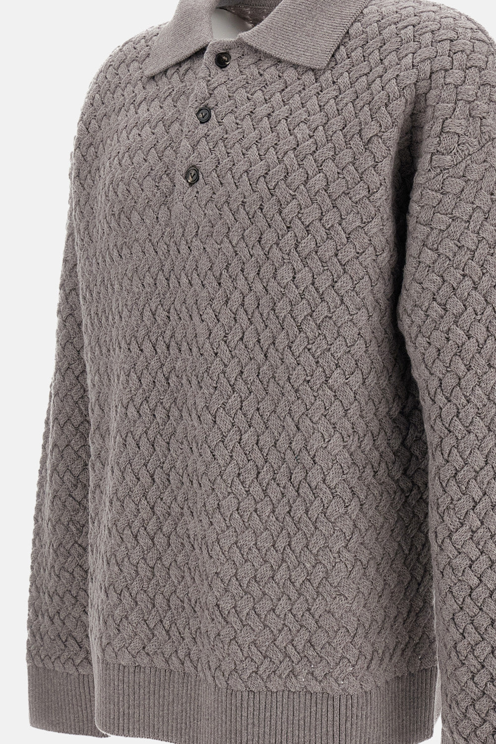 Bottega Veneta Men Intrecciato Wool Polo Sweater BOTTEGA VENETA
