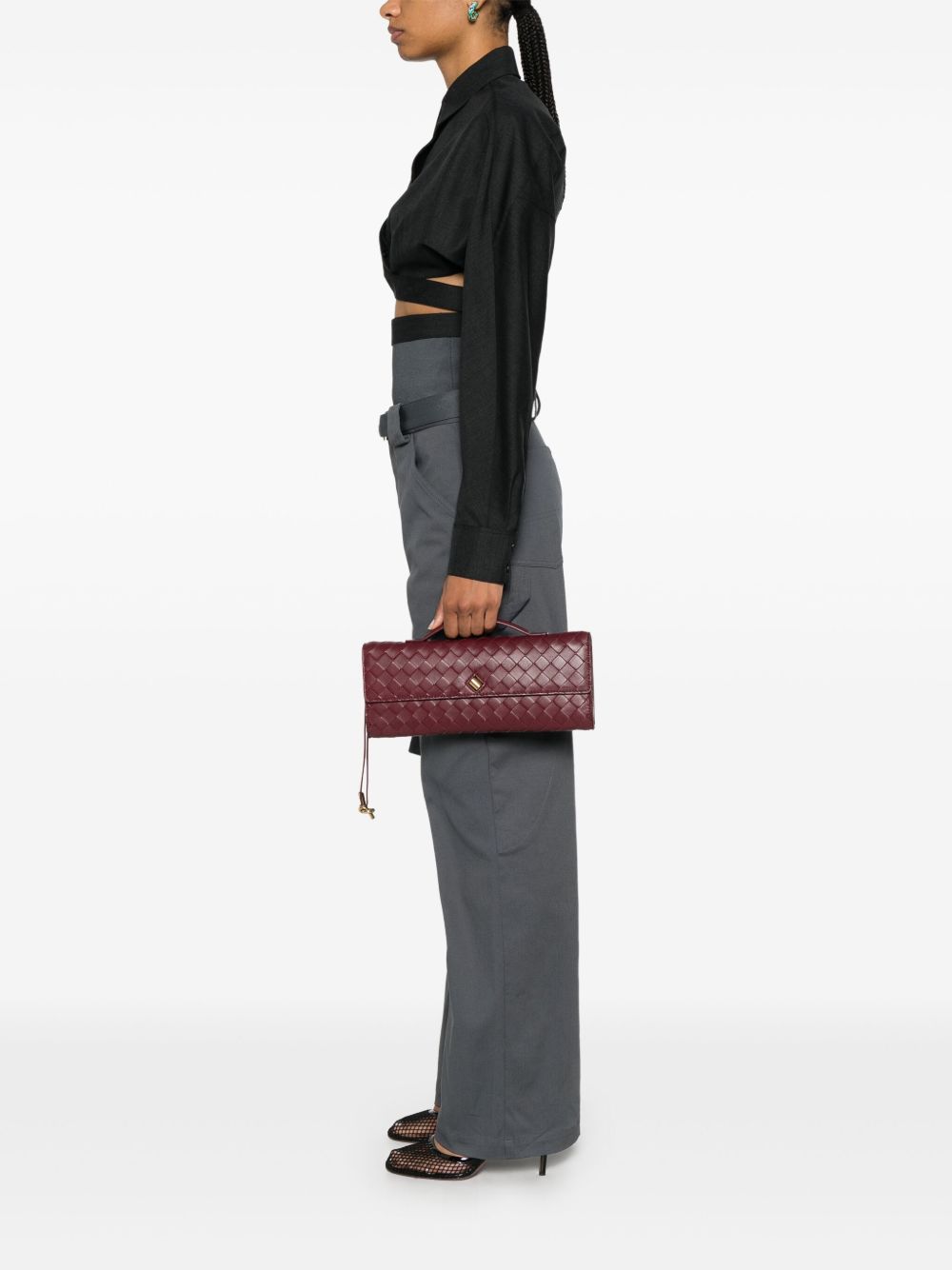 Bottega Veneta Women Andiamo Leather Clutch BOTTEGA VENETA