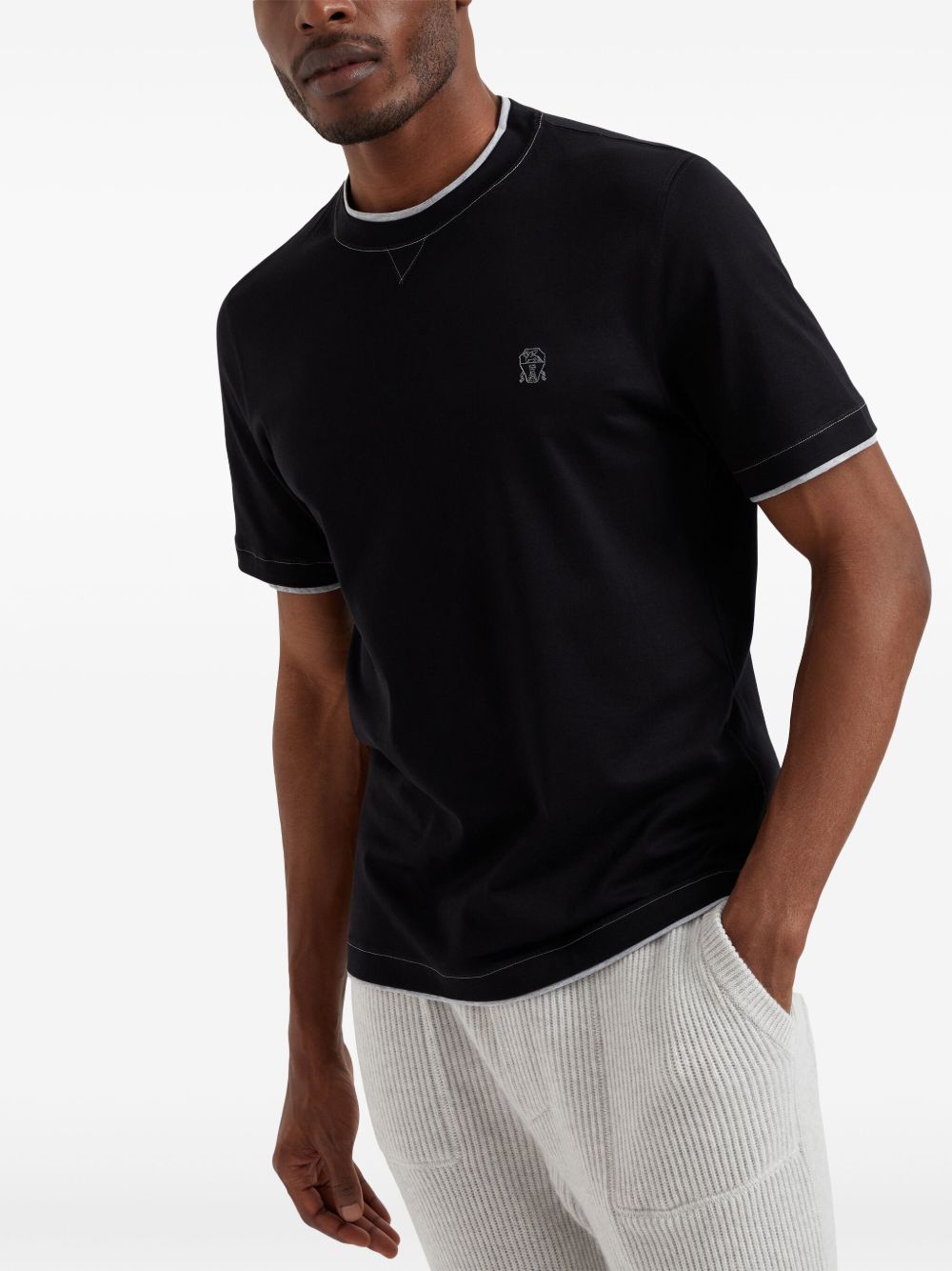 Brunello Cucinelli Men Logo Cotton T-Shirt