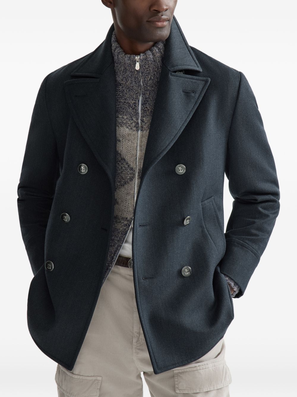 Brunello Cucinelli Men Wool Caban Coat BRUNELLO CUCINELLI