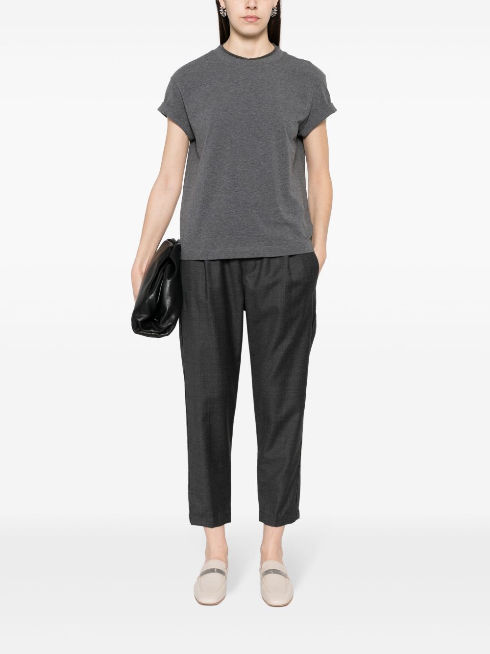 Brunello Cucinelli Women Monili Collar Cotton T-Shirt BRUNELLO CUCINELLI
