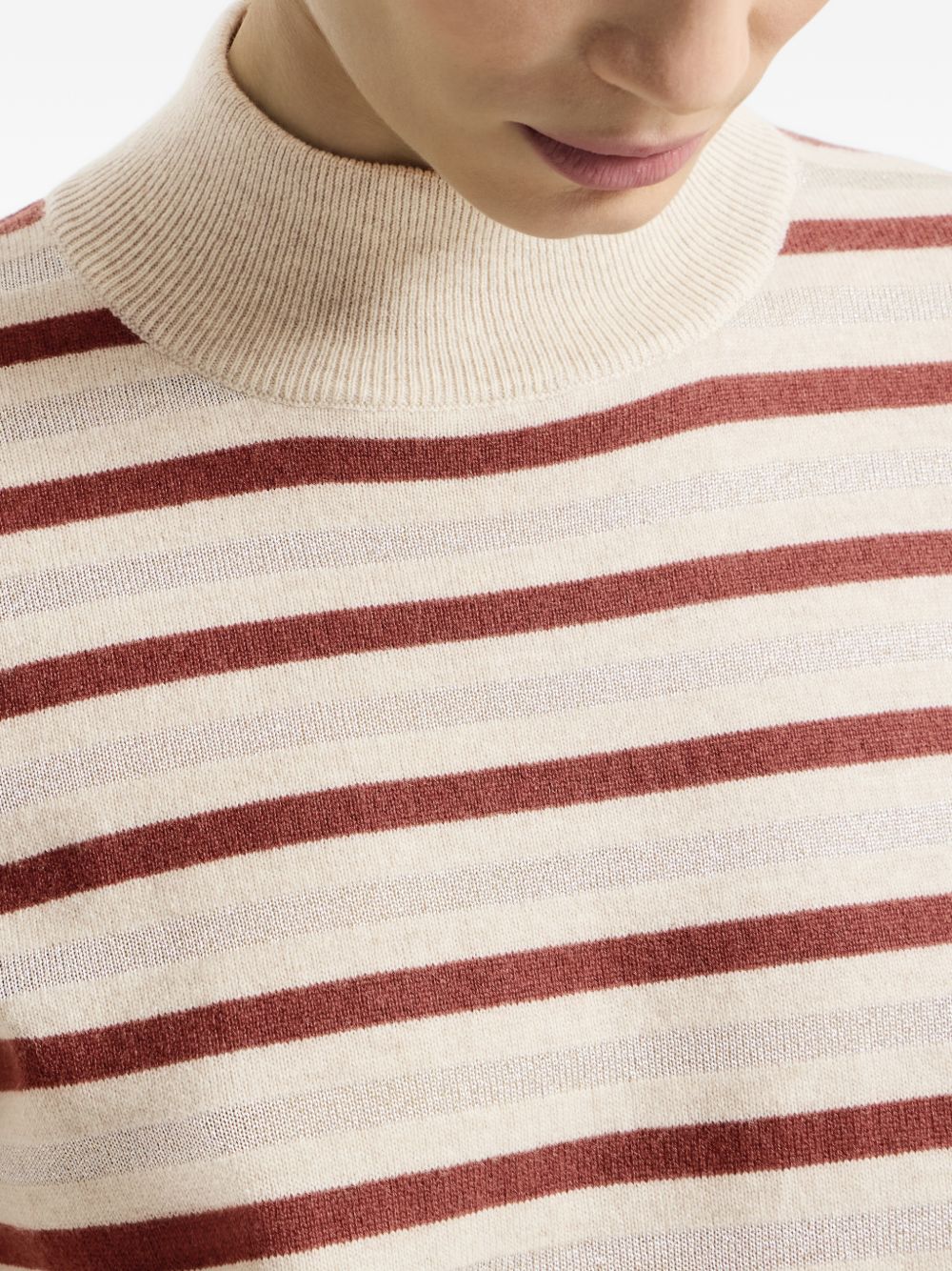 Brunello Cucinelli Women Wool And Cashmere Striped Sweater BRUNELLO CUCINELLI