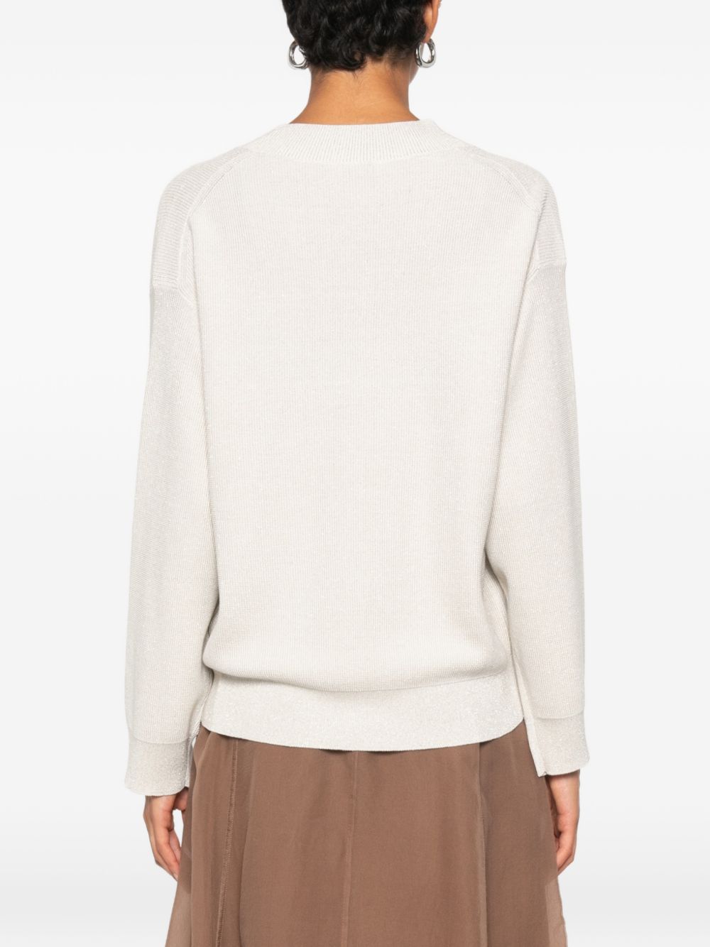Brunello Cucinelli Women Cotton V-Necked Sweater BRUNELLO CUCINELLI