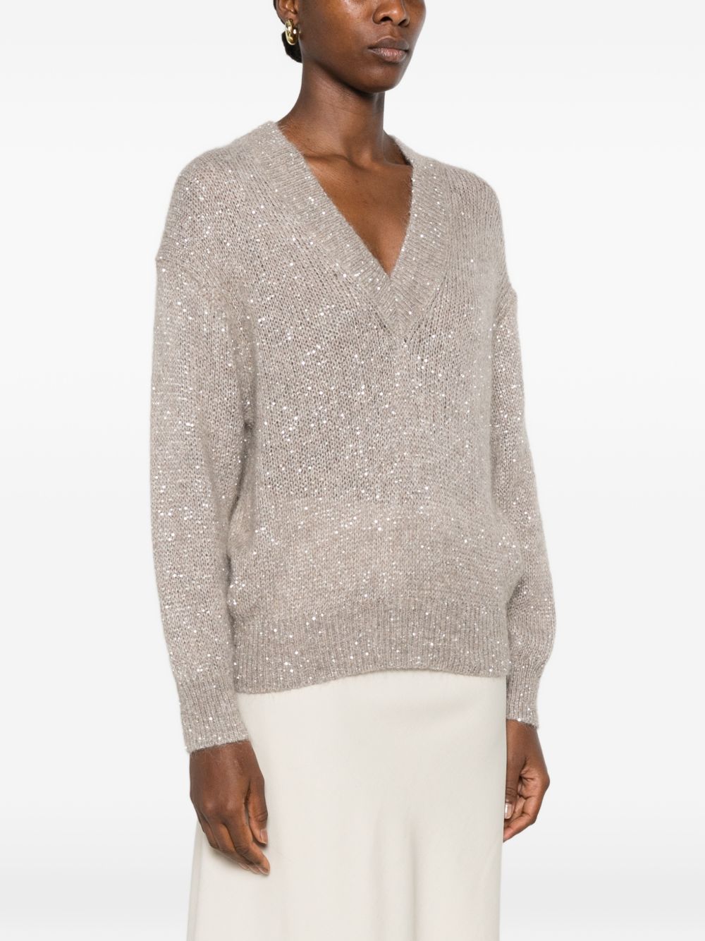 Brunello Cucinelli Women Wool Blend V-Necked Sweater BRUNELLO CUCINELLI