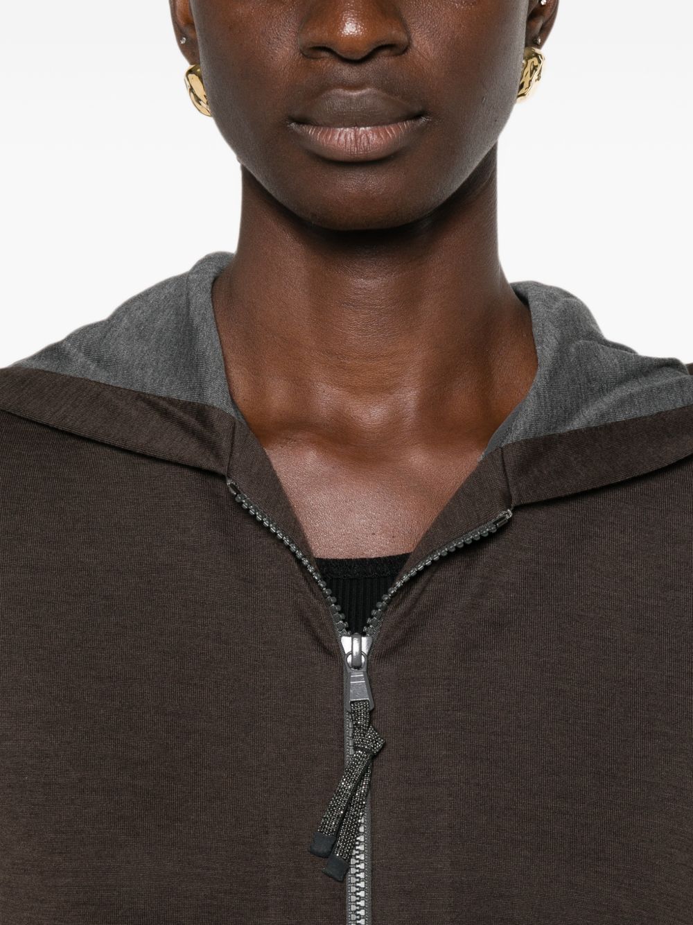 Brunello Cucinelli Women Cotton And Silk Hooded Cardigan BRUNELLO CUCINELLI
