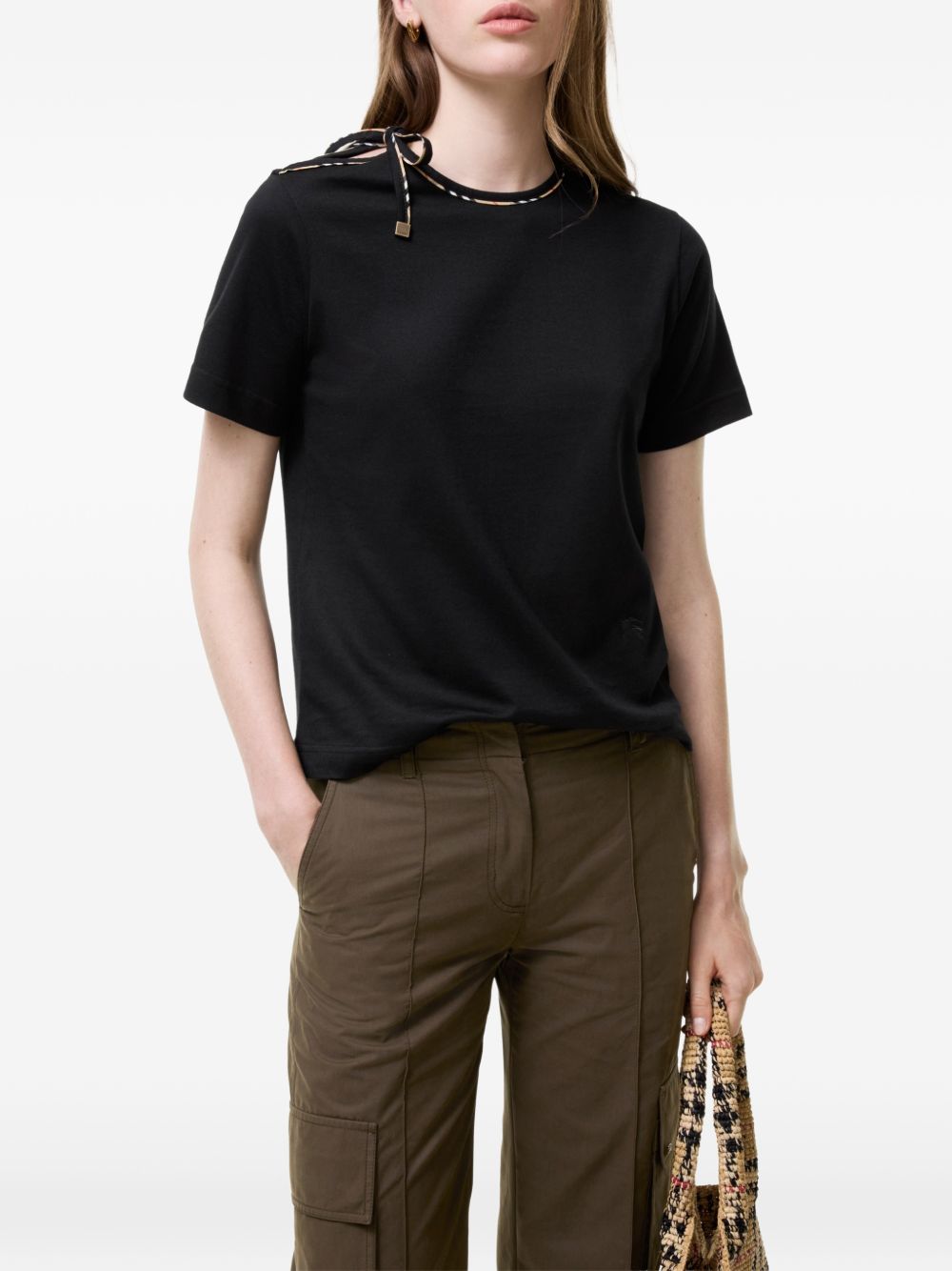 Burberry Women Check Bow Cotton T-Shirt BURBERRY