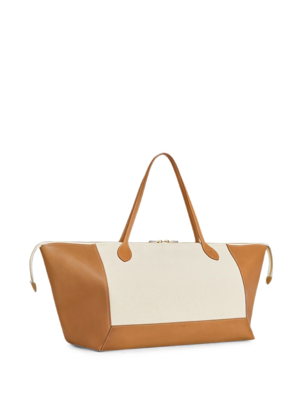 Celine Women Cabas Frame Leather And Canvas Tote CELINE
