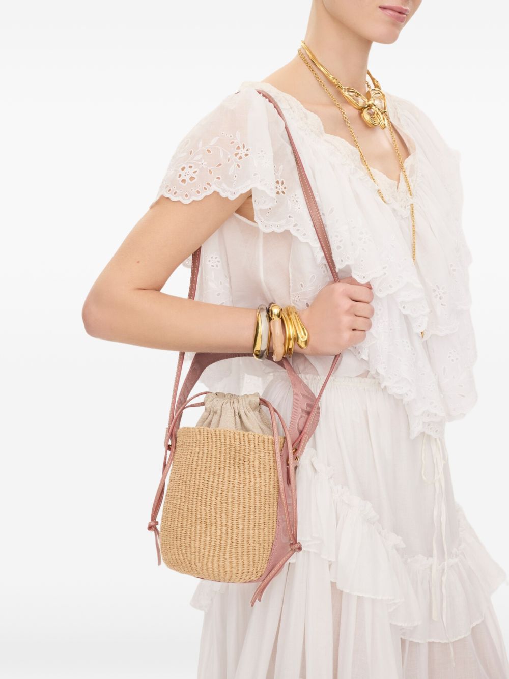 Chloé Women Woody Small Rafia Bucket Bag CHLOE